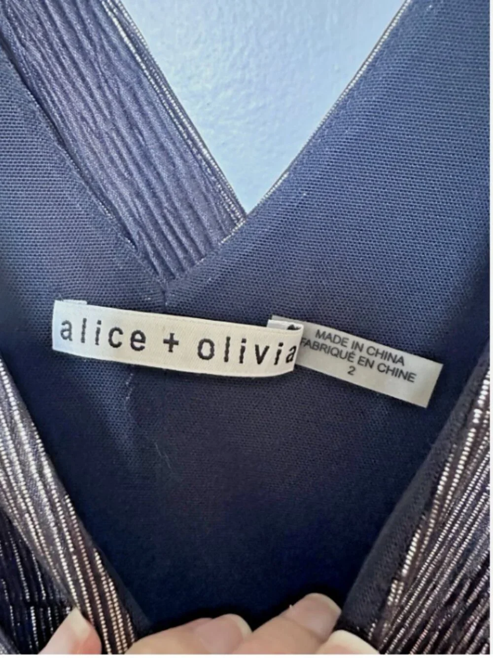 Alice + Olivia Roxy Front-Drape Midi Dress Gold Black Metallic Shimmer Size 2